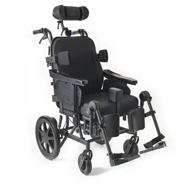 Comfort Plus Tetraplaji Tekerlekli Sandalye | Tilt ve Sırt Yatarlı Çok Fonksiyonlu Model DM-959-12