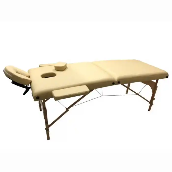 Comfort Plus Masaj Masası Bej | Ahşap Ayaklı, Ayarlanabilir Yükseklik, Taşıma Çantalı GM-201