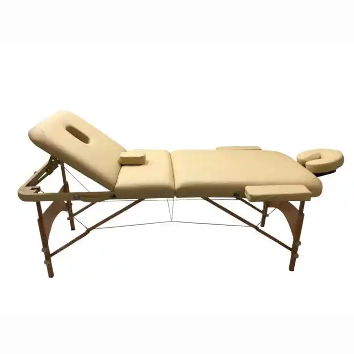 Comfort Plus Masaj Masası Bej | Ahşap Ayaklı, Ayarlanabilir Yükseklik, Taşıma Çantalı GM-305