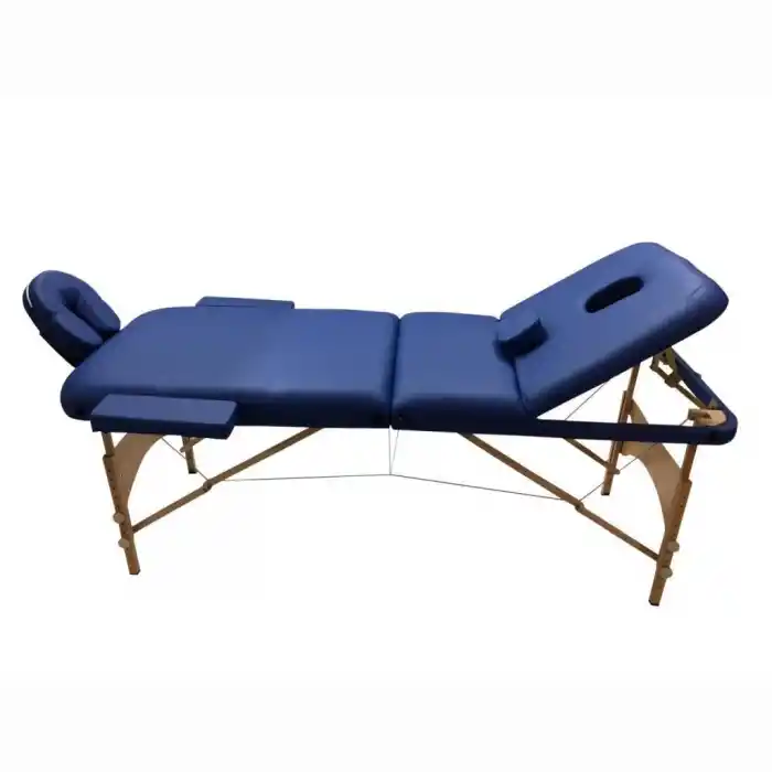 Comfort Plus Masaj Masası Mavi | Ahşap Ayaklı, Ayarlanabilir Yükseklik, Taşıma Çantalı GM-305