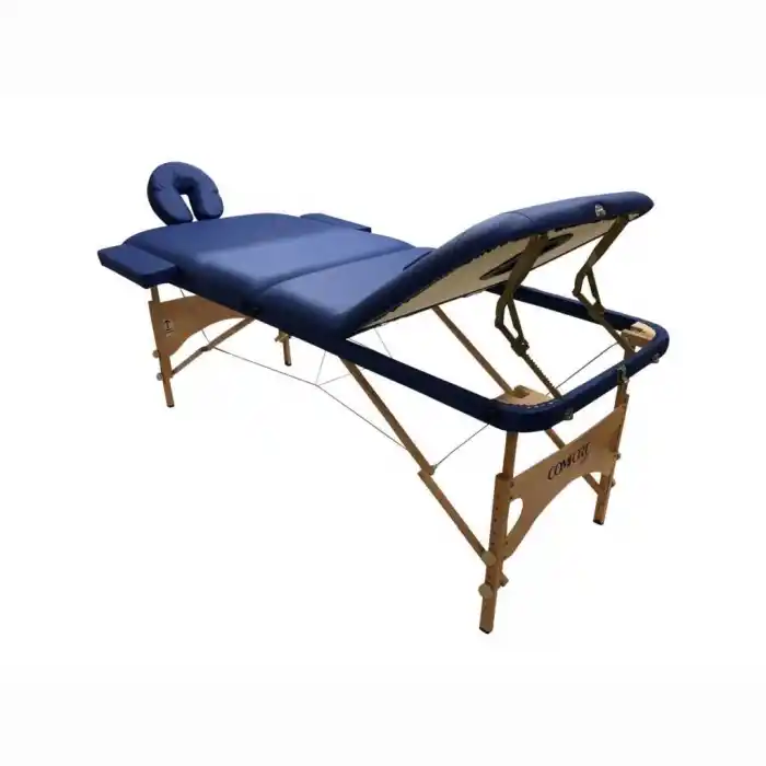 Comfort Plus Masaj Masası Mavi | Ahşap Ayaklı, Ayarlanabilir Yükseklik, Taşıma Çantalı GM-305