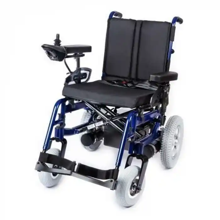 Comfort Plus Akülü Tekerlekli Sandalye Lacivert | 340W Motor, Yatarlı Sırt, Katlanabilir Alüminyum Şase, 130 kg Taşıma Kapasiteli Allure