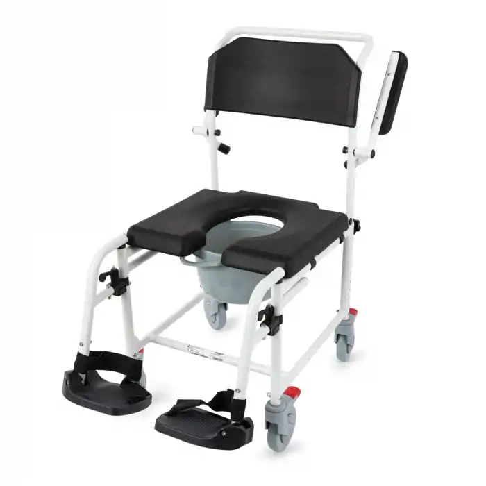 Comfort Plus Banyo ve Tuvalet Sandalyesi | Küçük Tekerlekli Katlanabilir Komot Sandalye Easy Shower