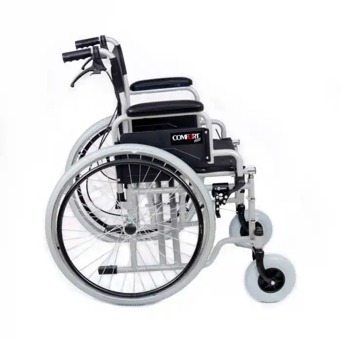 Comfort Plus Tekerlekli Sandalye Beyaz | 55 cm Geniş Oturum, Çift Makaslı Çelik Şase, DM-312