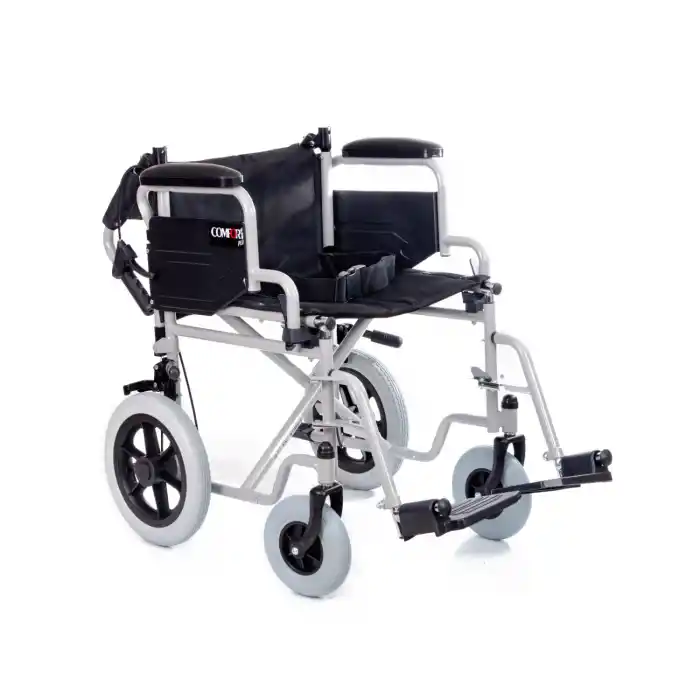Comfort Plus Transfer Tekerlekli Sandalye | Refakatçı Frenli, Ayarlanabilir Ayaklı, Mini Tasarım DM-327