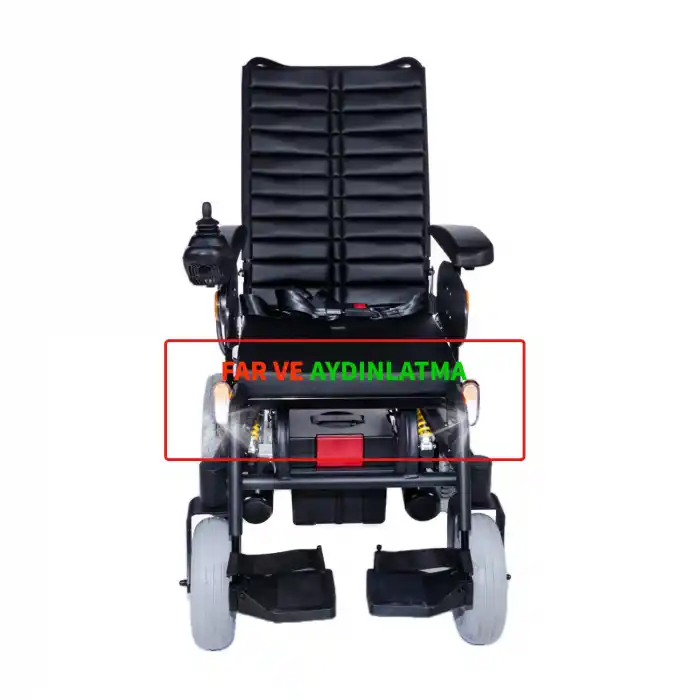 Comfort Plus Akülü Tekerlekli Sandalye | Amortisörlü Lüks Sürüş, 2x320W Motor, Işıklı Joystick, Far ve Sinyal Sistemli DM-450 Luxury