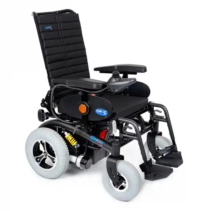 Comfort Plus Akülü Tekerlekli Sandalye | Amortisörlü Lüks Sürüş, 2x320W Motor, Işıklı Joystick, Far ve Sinyal Sistemli DM-450 Luxury