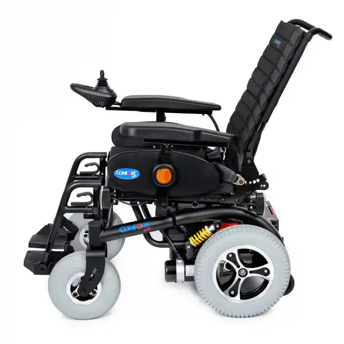 Comfort Plus Akülü Tekerlekli Sandalye | Amortisörlü Lüks Sürüş, 2x320W Motor, Işıklı Joystick, Far ve Sinyal Sistemli DM-450 Luxury