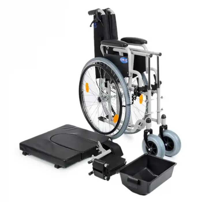 Comfort Plus Tekerlekli Sandalye | WC Özellikli, 45 cm Oturum Genişliği, Refakatçi Frenli, Çelik Gövde DM-545