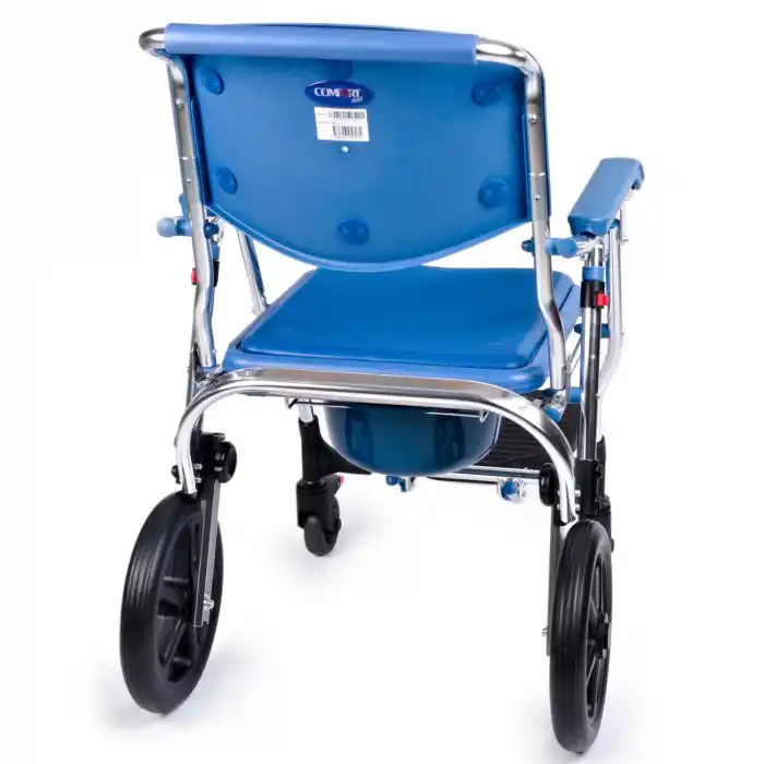 Comfort Plus Banyo ve Tuvalet Tekerlekli Sandalye | Katlanabilir Alüminyum Şase, Hafif Tasarım DM-70
