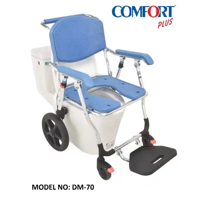 Comfort Plus Banyo ve Tuvalet Tekerlekli Sandalye | Katlanabilir Alüminyum Şase, Hafif Tasarım DM-70