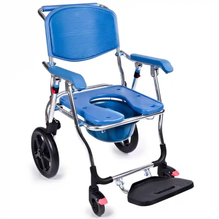 Comfort Plus Banyo ve Tuvalet Tekerlekli Sandalye | Katlanabilir Alüminyum Şase, Hafif Tasarım DM-70