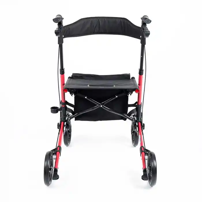 Comfort Plus Rolatör Yürüteç Kırmızı | Alüminyum Gövde, Katlanabilir, Oturmalı, Frenli ve Dolgu Tekerlekli DM-9102