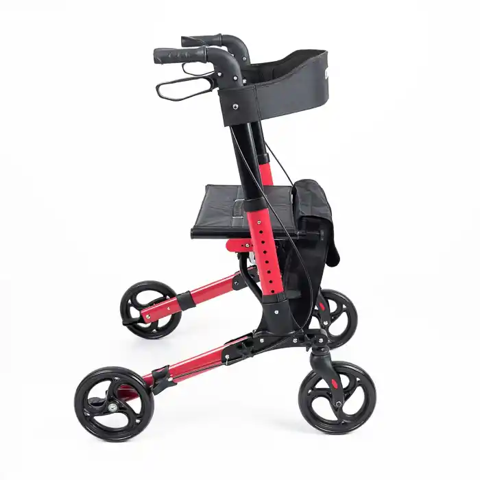 Comfort Plus Rolatör Yürüteç Kırmızı | Alüminyum Gövde, Katlanabilir, Oturmalı, Frenli ve Dolgu Tekerlekli DM-9102