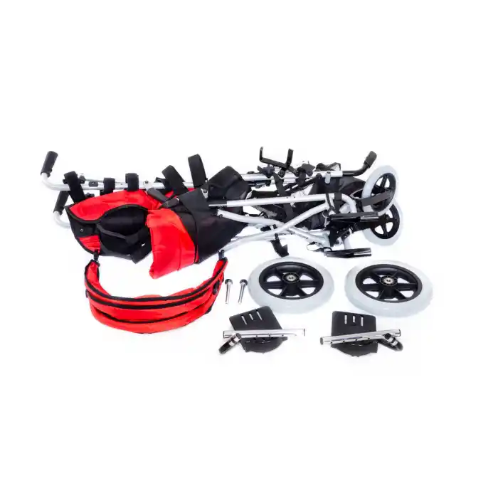 Comfort Plus Pediatrik Baston Puset Kırmızı | Alüminyum Şase, Baston Tipi Katlanır Kasa, Quick Release Tekerlek, DM-BOSS