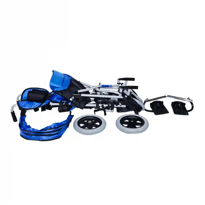 Comfort Plus Pediatrik Baston Puset Mavi | Alüminyum Şase, Baston Tipi Katlanır Kasa, Quick Release Tekerlek, DM-BOSS