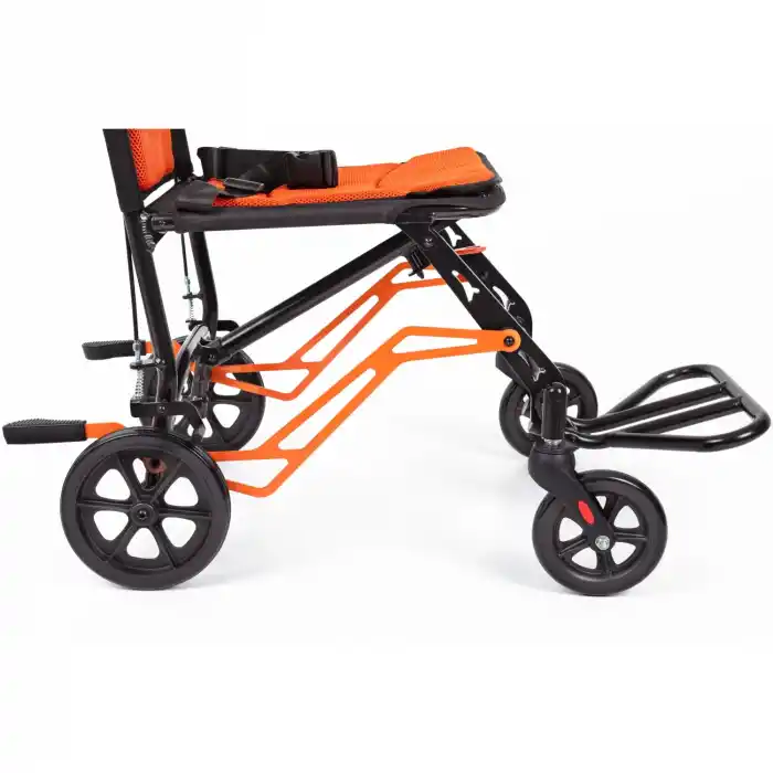 Comfort Plus Transfer Tekerlekli Sandalye Turuncu | Katlanabilir Yapı, Fileli Şilte, Refakatçili Kullanım DY01409LJ