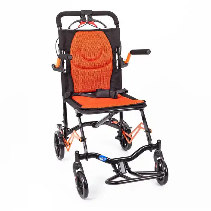 Comfort Plus Transfer Tekerlekli Sandalye Turuncu | Katlanabilir Yapı, Fileli Şilte, Refakatçili Kullanım DY01409LJ