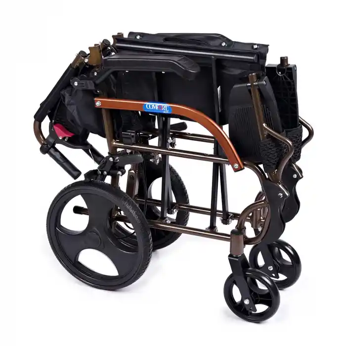 Comfort Plus Transfer Tekerlekli Sandalye | Alüminyum Gövde, Kompakt Yapı, Refakatçi Frenli GK863LABJ-12 Jet Black