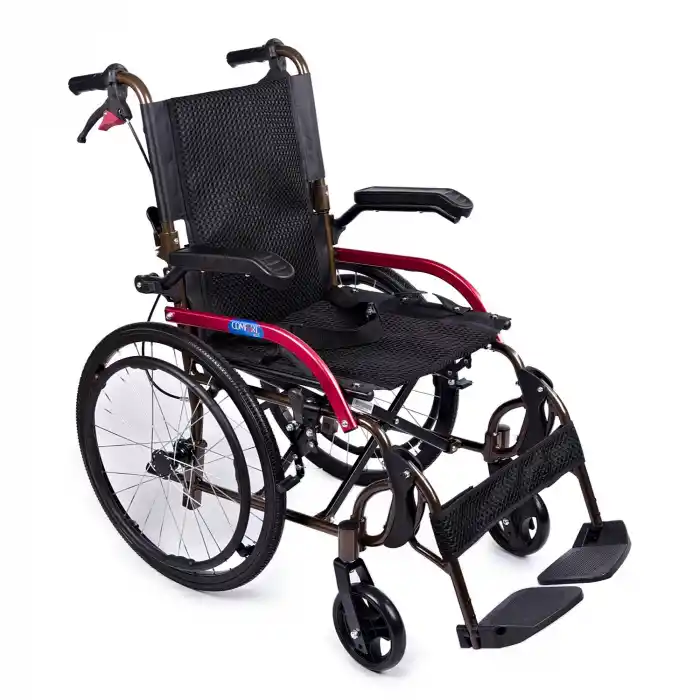 Comfort Plus Transfer Tekerlekli Sandalye | Alüminyum Gövde, Kompakt Yapı, Refakatçi Frenli GK863LAJ-20 Jet Black