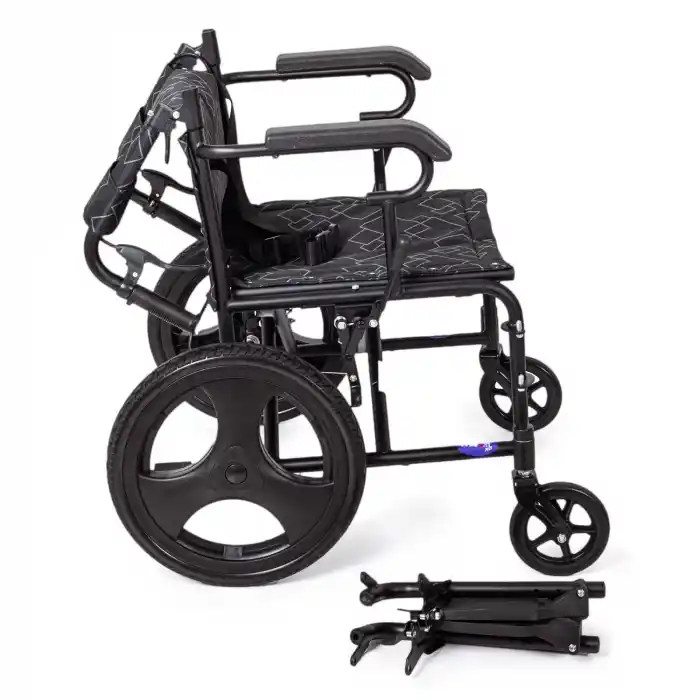 Comfort Plus Transfer Tekerlekli Sandalye | Kompakt Yapı, Refakatçi Frenli, Emniyet Kemerli KY8711-16