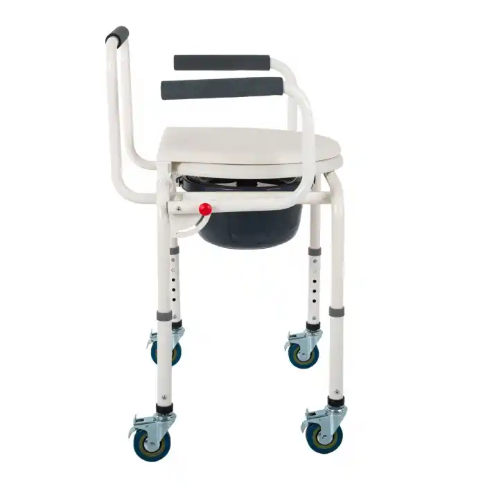 Comfort Plus Tuvalet Özellikli Tekerlekli Kovalı Komot Sandalyesi | Hareketli Kolçaklı DM-3520