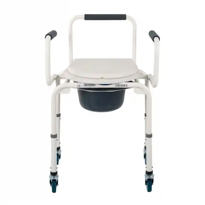 Comfort Plus Tuvalet Özellikli Tekerlekli Kovalı Komot Sandalyesi | Hareketli Kolçaklı DM-3520