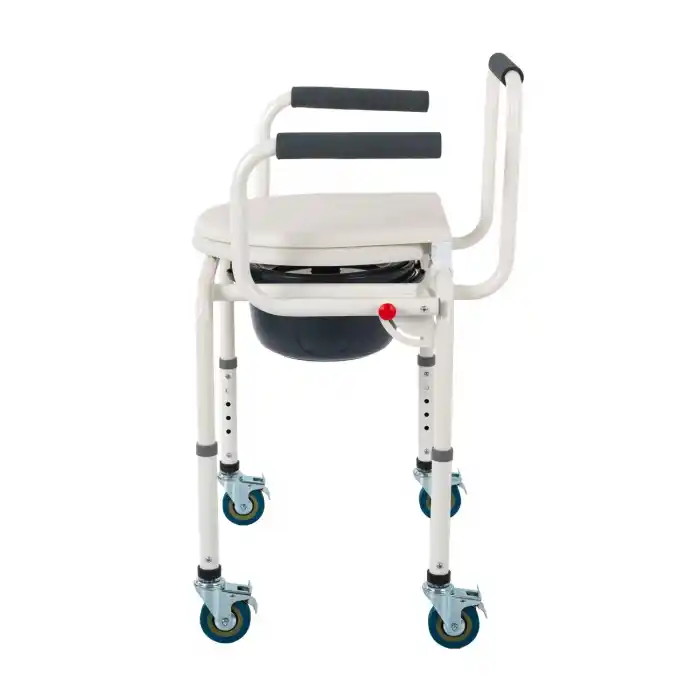 Comfort Plus Tuvalet Özellikli Tekerlekli Kovalı Komot Sandalyesi | Hareketli Kolçaklı DM-3520