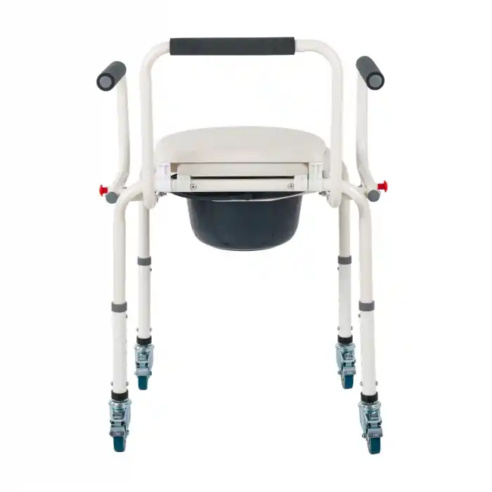 Comfort Plus Tuvalet Özellikli Tekerlekli Kovalı Komot Sandalyesi | Hareketli Kolçaklı DM-3520