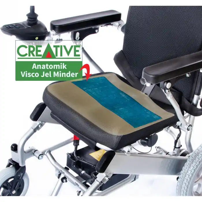 Creative Akülü Tekerlekli Sandalye | Katlanabilir Eloksal Boyalı Şase, Visco Jelli Minderli, 100 kg Taşıma Kapasiteli CR-6012