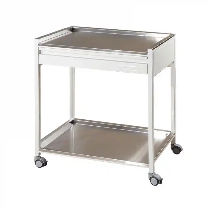 Cihaz ve Pansuman Arabası | Paslanmaz Üst ve Alt Tezgahlı, Çekmeceli, Antibakteriyel Gövdeli E-237/A