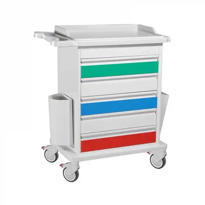 Acil Pansuman Arabası | 5 Çekmeceli, ABS Tezgahlı, Antistatik Tekerlekli E-260