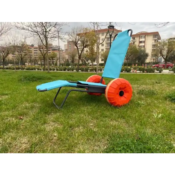 Engelli Plaj Sandalyesi | Hafif, CE Belgeli ve 2 Teker Kolçaksız Kum ve Taşlı Zeminde Rahat Kullanım