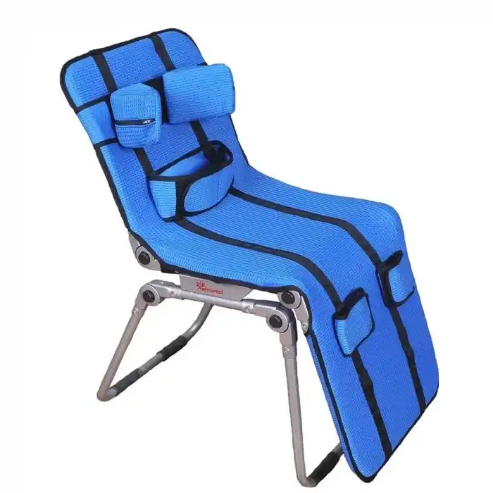 Metal Engelli Banyo Yıkama Sandalyesi Mavi | Ayarlanabilir Yükseklik ve Açı Özelliği 155 cm