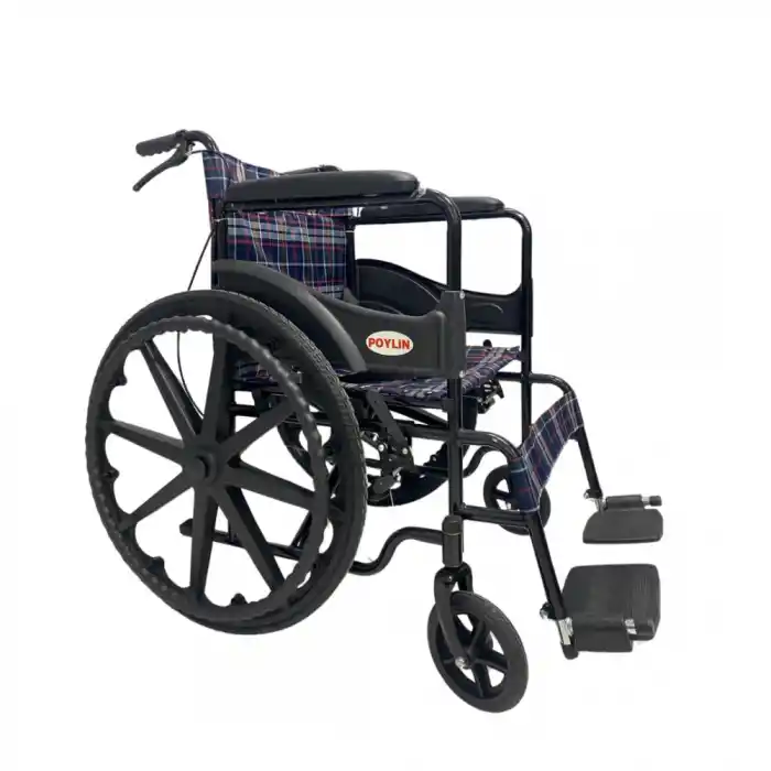 Poylin Ekonomik Tekerlekli Sandalye | Çelik Şase, Katlanabilir ve Antibakteriyel Döşeme P100