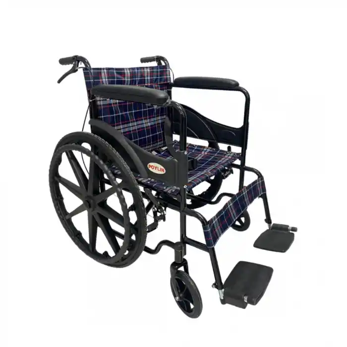 Poylin Ekonomik Tekerlekli Sandalye | Çelik Şase, Katlanabilir ve Antibakteriyel Döşeme P100