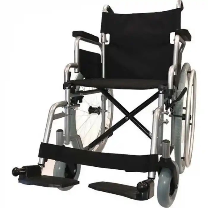 Poylin Manuel Tekerlekli Sandalye | Katlanabilir Sırtlı Çelik Şase, Bas-Çıkar Tekerlekli, Antibakteriyel Döşemeli P111