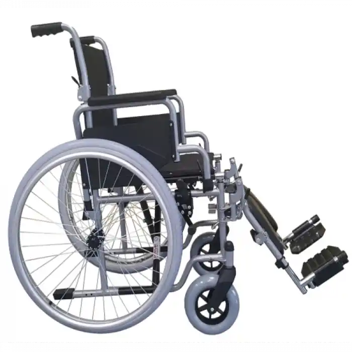 Poylin Manuel Tekerlekli Sandalye | Katlanabilir Sırtlı Çelik Şase, Ayak Kalkar, Bas-Çıkar Tekerlekli, Antibakteriyel Döşemeli P112