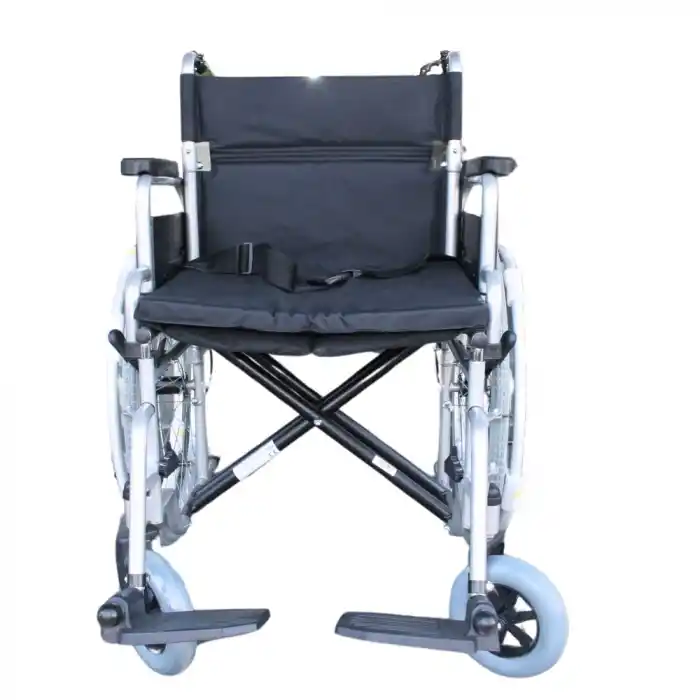 Poylin Refakatçi Frenli Manuel Tekerlekli Sandalye | Katlanabilir Çelik Şase, 50 cm Oturma Genişliği, Antibakteriyel Döşemeli P120