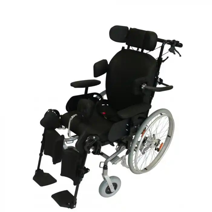 Poylin Yetişkin Fonksiyonel Tekerlekli Sandalye | Tilt Özellikli, Ayarlanabilir Oturum ve Baş Destekli, 150 kg Taşıma Kapasiteli P130