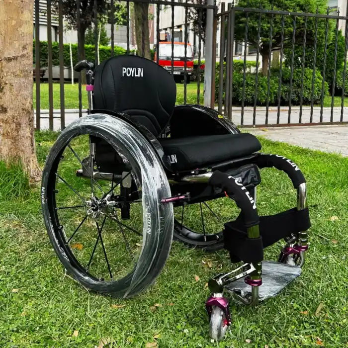 Poylin Aktif Tekerlekli Sandalye Titanyum | Kişiye Özel Süper Hafif Tasarım, Dolgu Tekerlekli P153