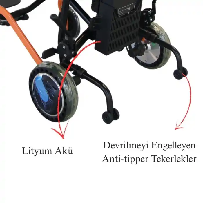 Poylin Akülü Tekerlekli Sandalye | Katlanabilir Şase, Uzaktan Kumandalı, 18 kg Ağırlık P204