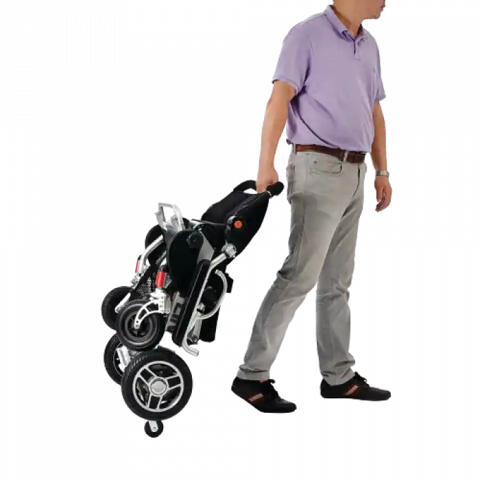 Poylin Akülü Tekerlekli Sandalye | Katlanabilir Alüminyum Şase, Sırt Kırılabilir, Sepetli P208