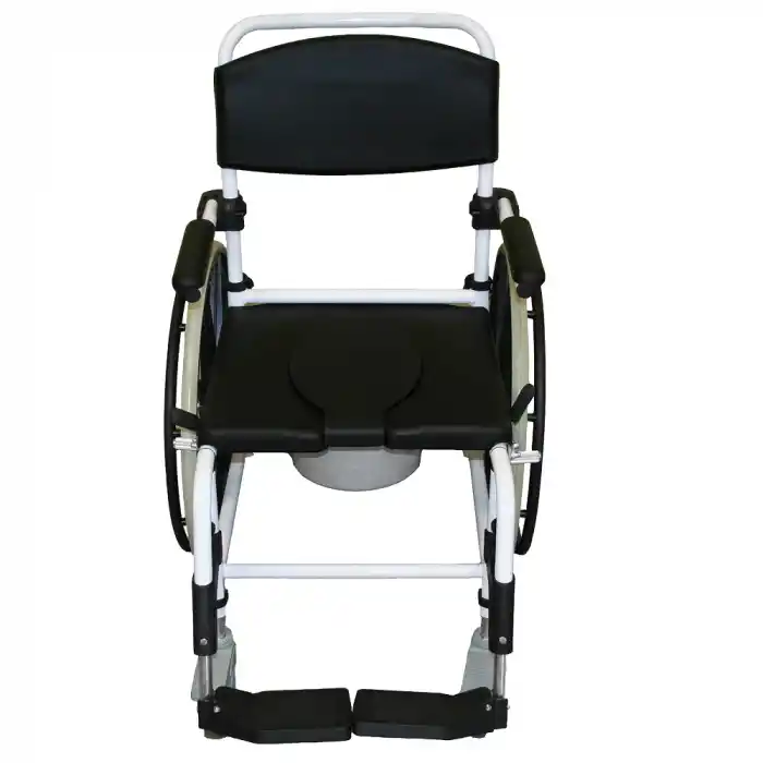 Poylin Banyo ve Tuvalet Sandalyesi | Alüminyum Gövde, Bas-Çıkart Tekerlekli, Hareketli Kolçaklı P617