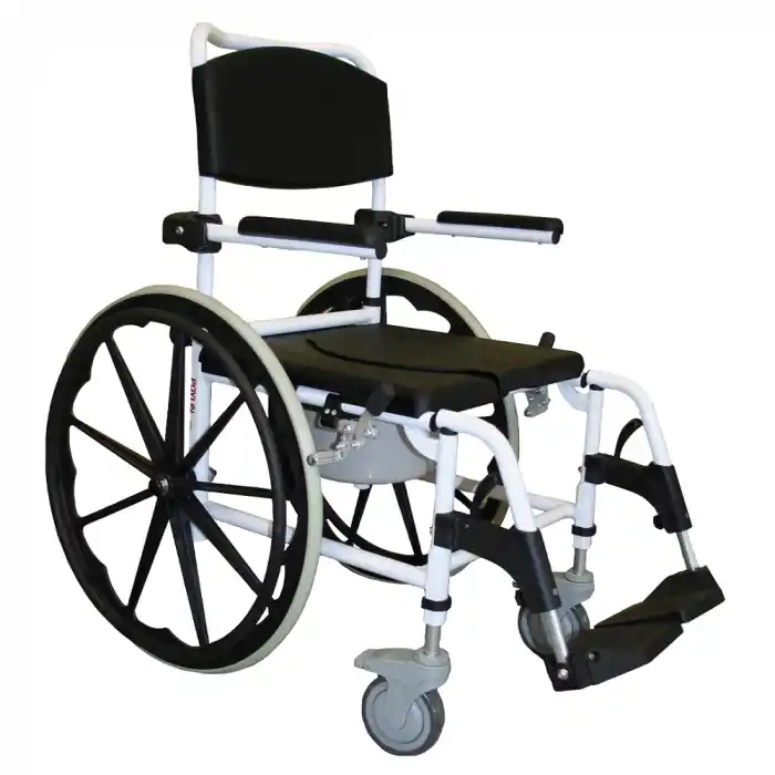 Poylin Banyo ve Tuvalet Sandalyesi | Alüminyum Gövde, Bas-Çıkart Tekerlekli, Hareketli Kolçaklı P617