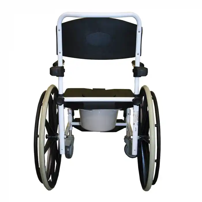 Poylin Banyo ve Tuvalet Sandalyesi | Alüminyum Gövde, Bas-Çıkart Tekerlekli, Hareketli Kolçaklı P617
