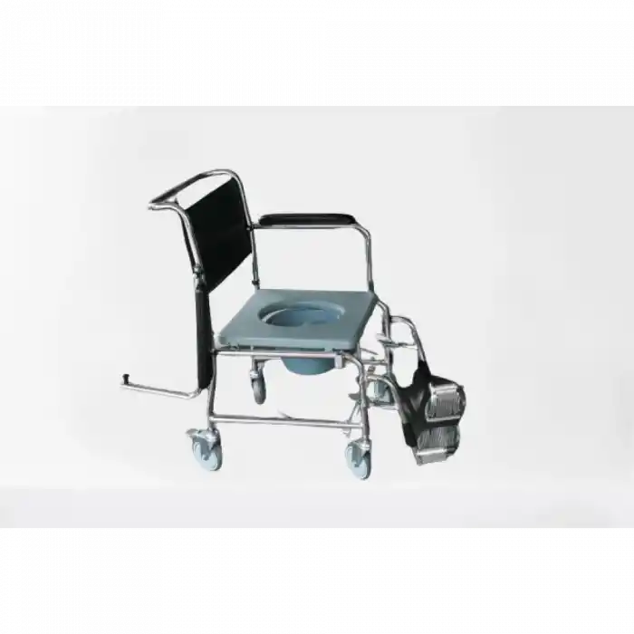 Poylin Banyo Tuvalet Sandalyesi | Katlanabilir Çelik Şase, Anti Bakteriyel Döşeme, Hareketli Kolçaklı P689