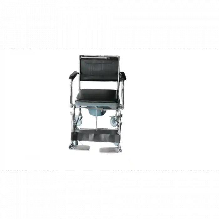 Poylin Banyo Tuvalet Sandalyesi | Katlanabilir Çelik Şase, Anti Bakteriyel Döşeme, Hareketli Kolçaklı P689