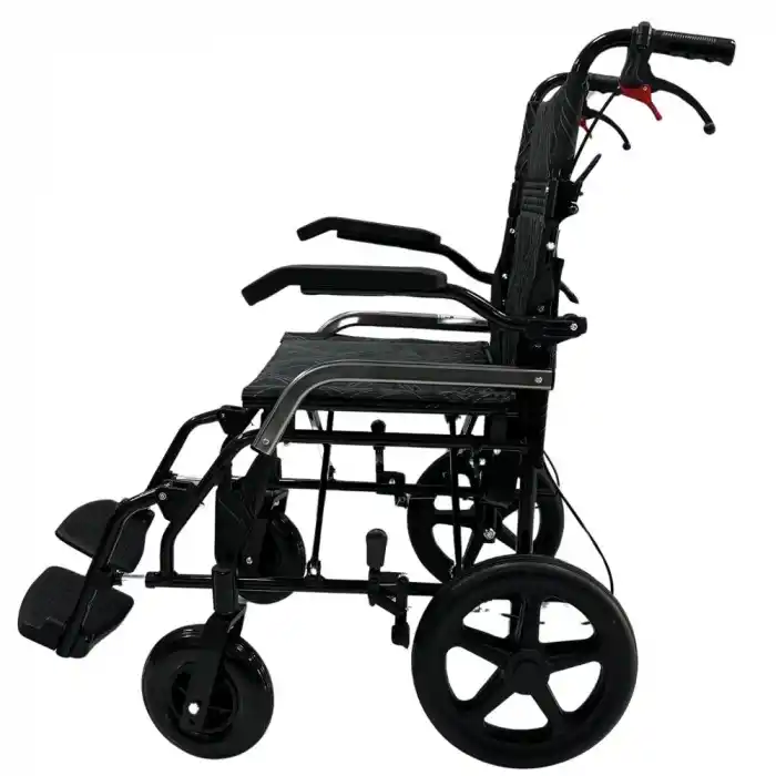 Poylin Refakatçi Tekerlekli Sandalye | Katlanabilir Alüminyum Şase, Refakatçi Frenli, Hafif ve Portatif P806K