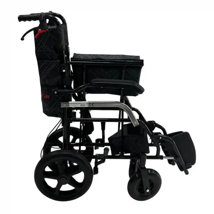 Poylin Refakatçi Tekerlekli Sandalye | Katlanabilir Alüminyum Şase, Refakatçi Frenli, Hafif ve Portatif P806K